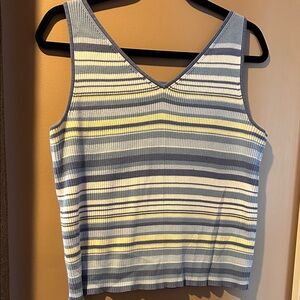 Faded Glory Blue and Yellow Striped Tank Top